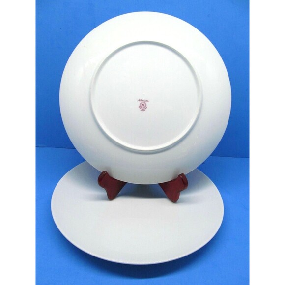 Noritake Nippon Toki Kaisha Japan White Coupe 10 .5" Dinner Plates Set of 2 - Picture 2 of 12